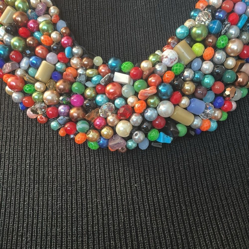 Multicolor Beaded Statement Necklace - image 4